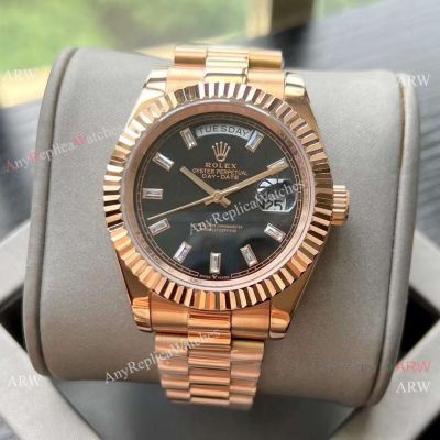 Replica Rolex Day-Date II 41 Rose Gold Baguettes Presidential Watch